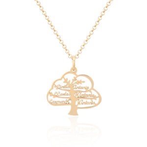 Collar Personalizable Plata de Ley 925 Árbol de la Vida con nombres bañado oro