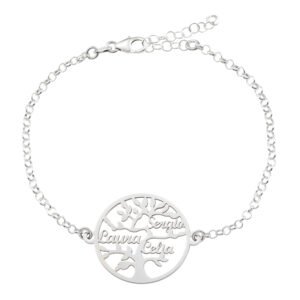 Pulsera Personalizable Plata de Ley 925 Árbol de la Vida con nombres