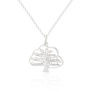 Collar Personalizable Plata de Ley 925 Árbol de la Vida con nombres