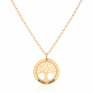 COLLAR ÁRBOL DE LA VIDA GRABADO PERSONALIZADO PLATA DE LEY 925 BAÑADO EN ORO