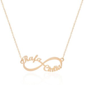 Collar Infinito con nombres Personalizados Plata de Ley 925 Bañado en Oro