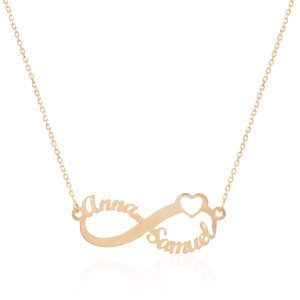 COLLAR INFINITO DE CORAZÓN PERSONALIZABLE CON FECHA GRABADA PLATA DE LEY 925 BAÑADO EN ORO