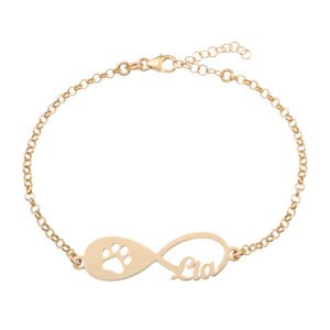 PULSERA INFINITO DE HUELLA CON NOMBRES PERSONALIZADOS PLATA DE LEY 925 BAÑADO EN ORO