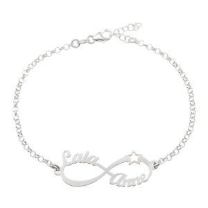 PULSERA INFINITO DE ESTRELLA CON NOMBRES PERSONALIZADOS PLATA DE LEY 925