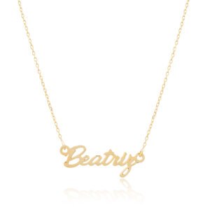 COLLAR PERSONALIZABLE CON NOMBRE FUN EN PLATA DE LEY 925 BAÑADO ORO