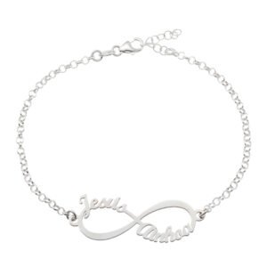PULSERA INFINITO CON NOMBRES PERSONALIZADOS PLATA DE LEY 925