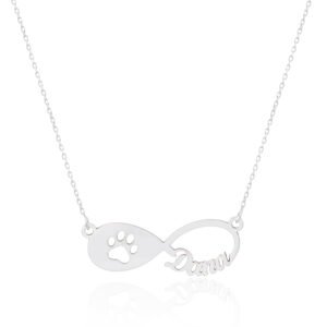Collar Infinito de Huella con nombres Personalizados Plata de Ley 925