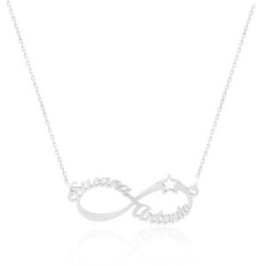 COLLAR INFINITO DE ESTRELLA CON NOMBRES PERSONALIZADOS PLATA DE LEY 925