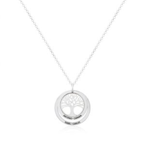 COLLAR ÁRBOL DE LA VIDA CON 1 ARO GRABADO PERSONALIZADO PLATA DE LEY 925