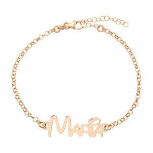 PULSERA PERSONALIZABLE CON NOMBRE WALT EN PLATA DE LEY 925 BAÑADO EN ORO
